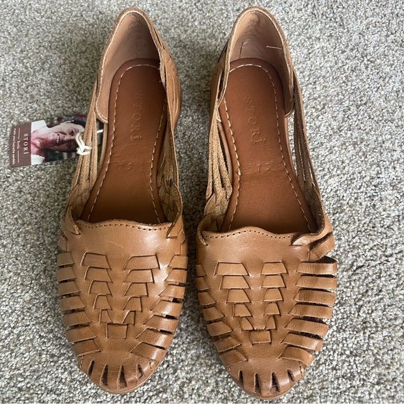 Stori Brand Traditional Mexican Hurache Sandals 7.5 Brown Leather Handmade NWT! - Picture 2 of 7